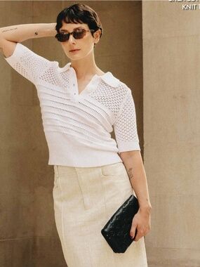 NWOT Petite Studio Shea Cotton Knit Polo - S